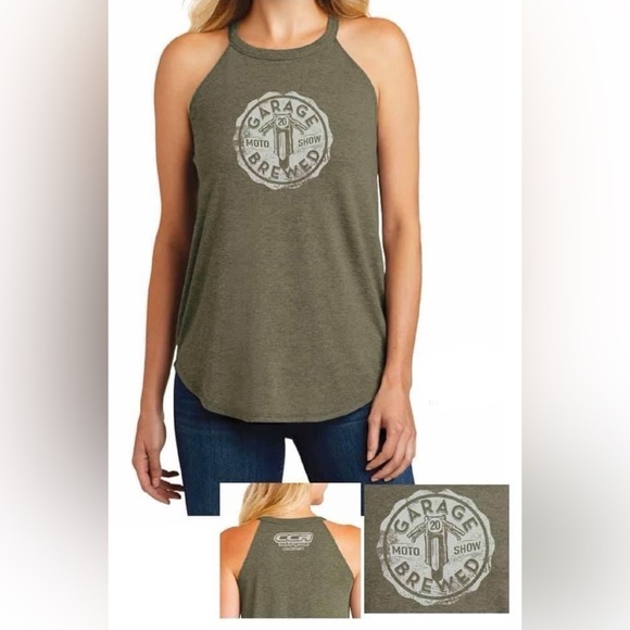 Garage Brewed Moto Show Limited Edition 2020 Olive Green Tank, size Small 👚 - Picture 1 of 6